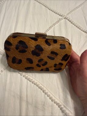 Amuse Society Leopard Print Haircalf Clutch - Brown